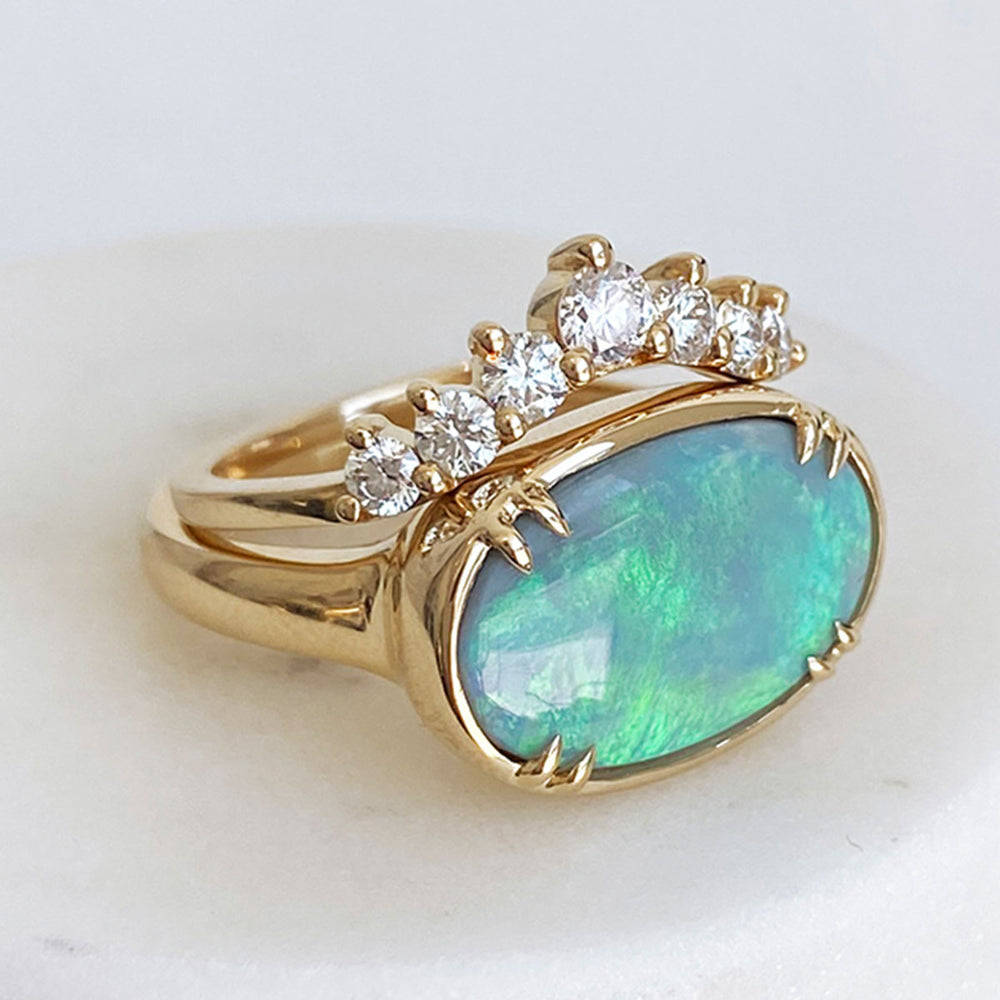 Bespoke Opal Bezel Rosette Ring