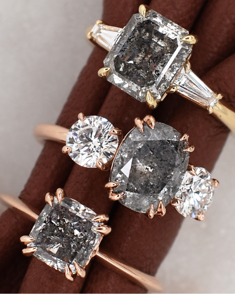 Assortment of Salt and Pepper Engagement Rings
