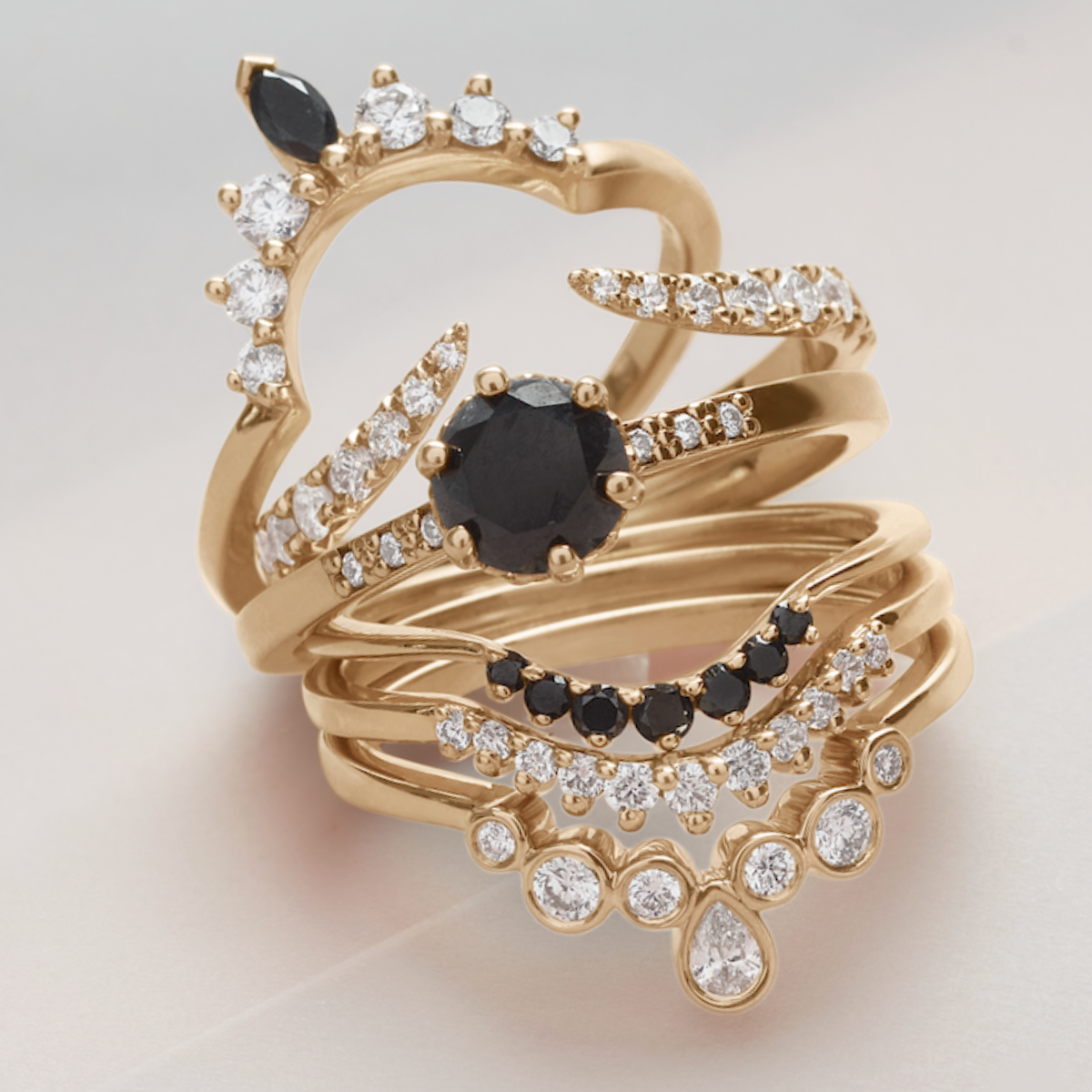Marquise Tiara Band Suite. Available in Yellow Gold, Rose Gold, White Gold.