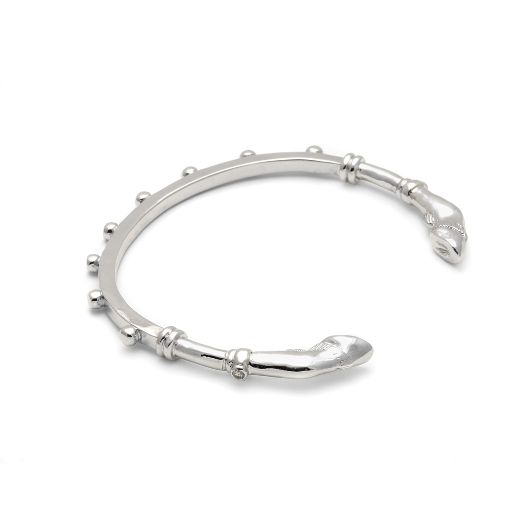 Sterling Silver 

Silver cuff bracelet on white background