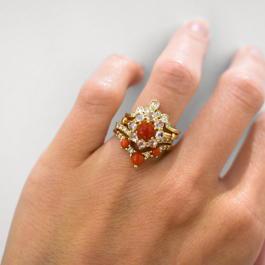 Celestine Tiara Band on hand with suite. Available in Yellow Gold, Rose Gold, White Gold.