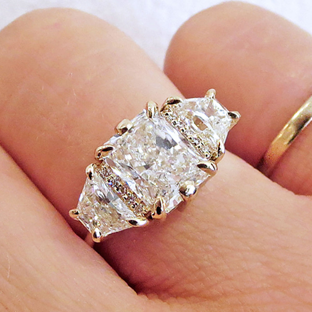 Custom Three Stone Trapezoid Ring