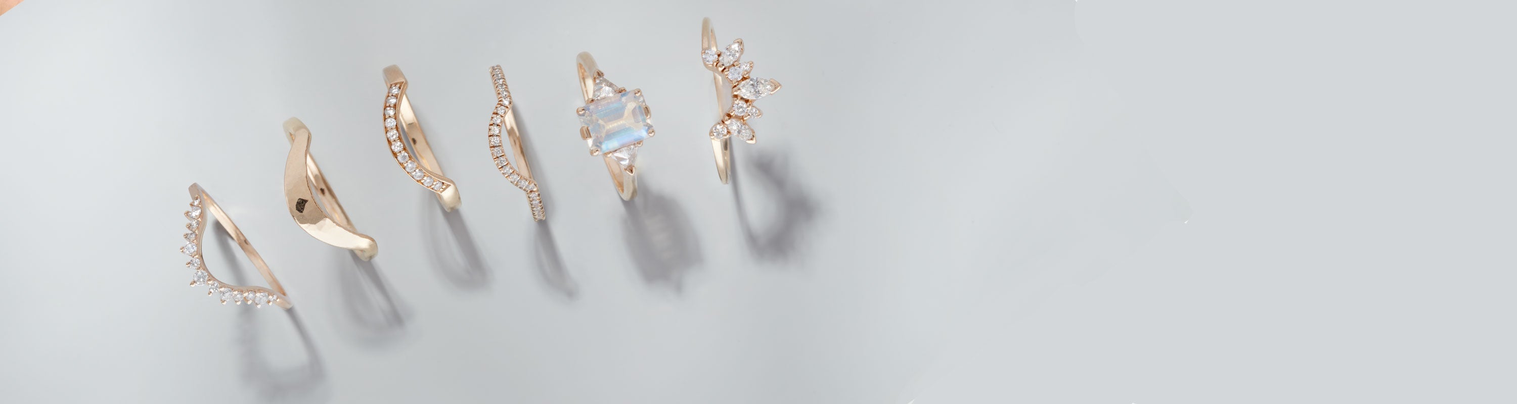 Men's and gender neutral wedding bands on anna sheffield's handmade objects dish