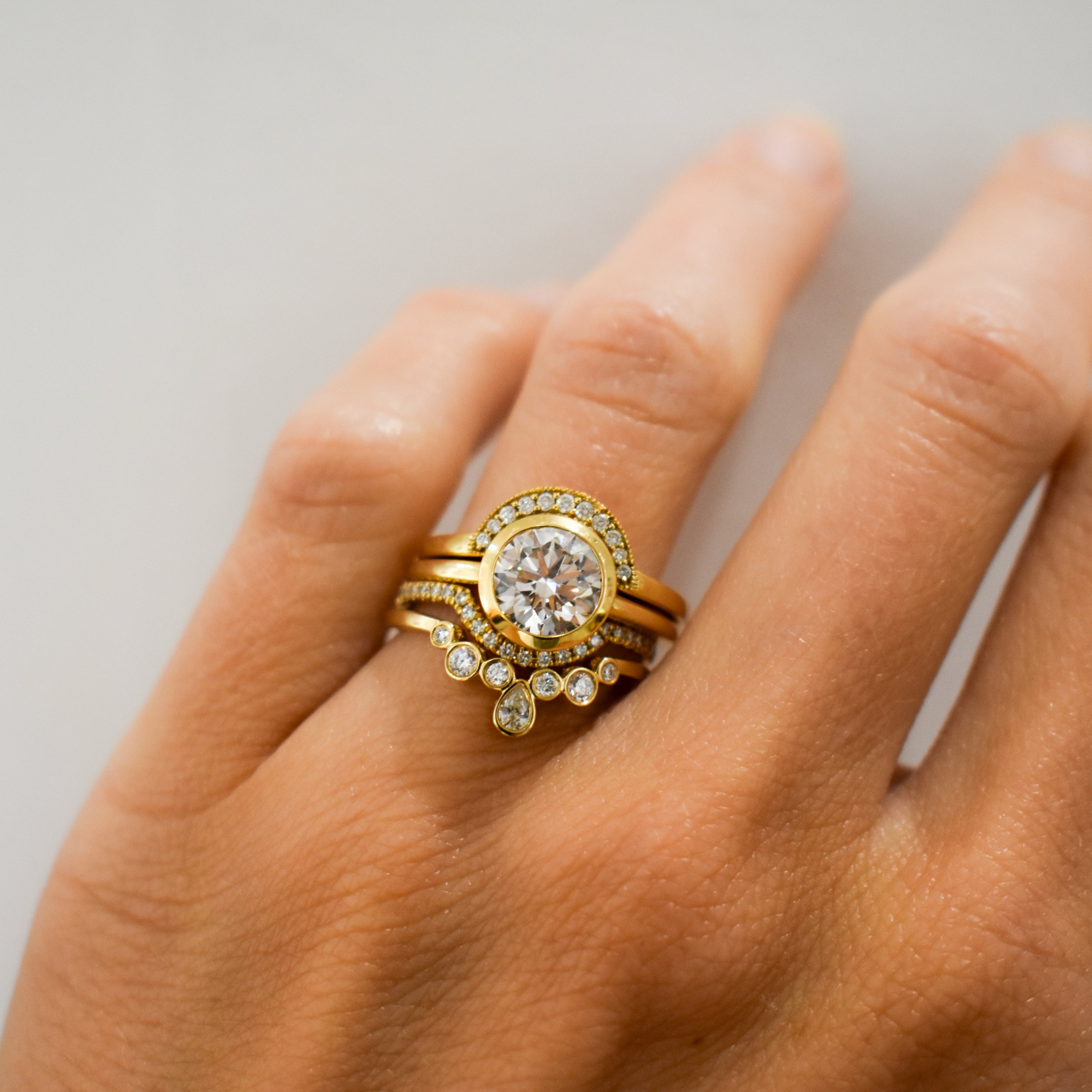 New Moon Band Suite. Available in Yellow Gold, Rose Gold, White Gold.