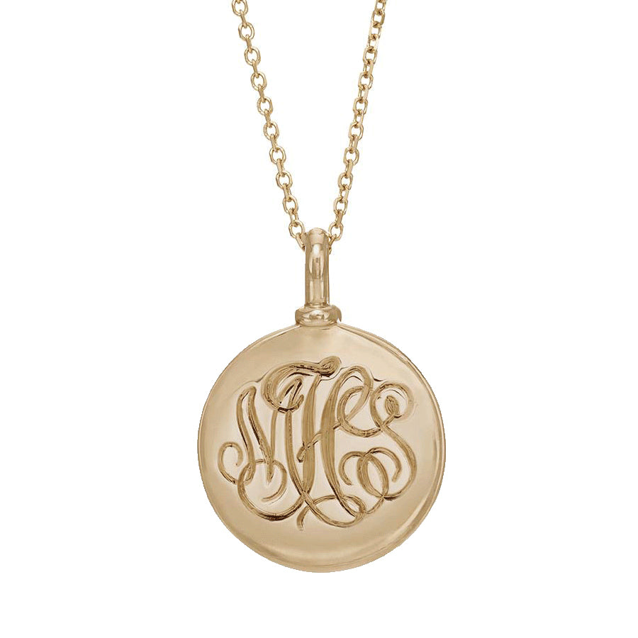 16mm monogram engraved pendant by anna sheffield