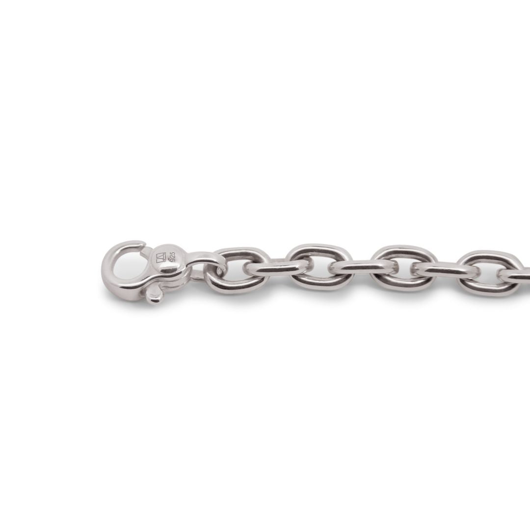 Silver chain bracelet on a white background