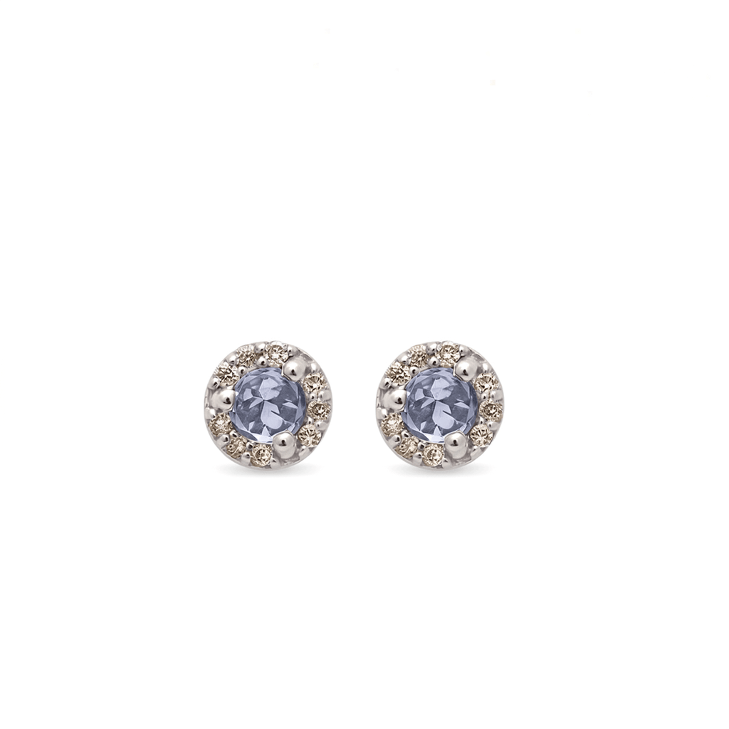 Rosette Stud Earring (Tiny) - Sterling Silver, Grey Spinel & Champagne Diamond  Was <s>$650</s>