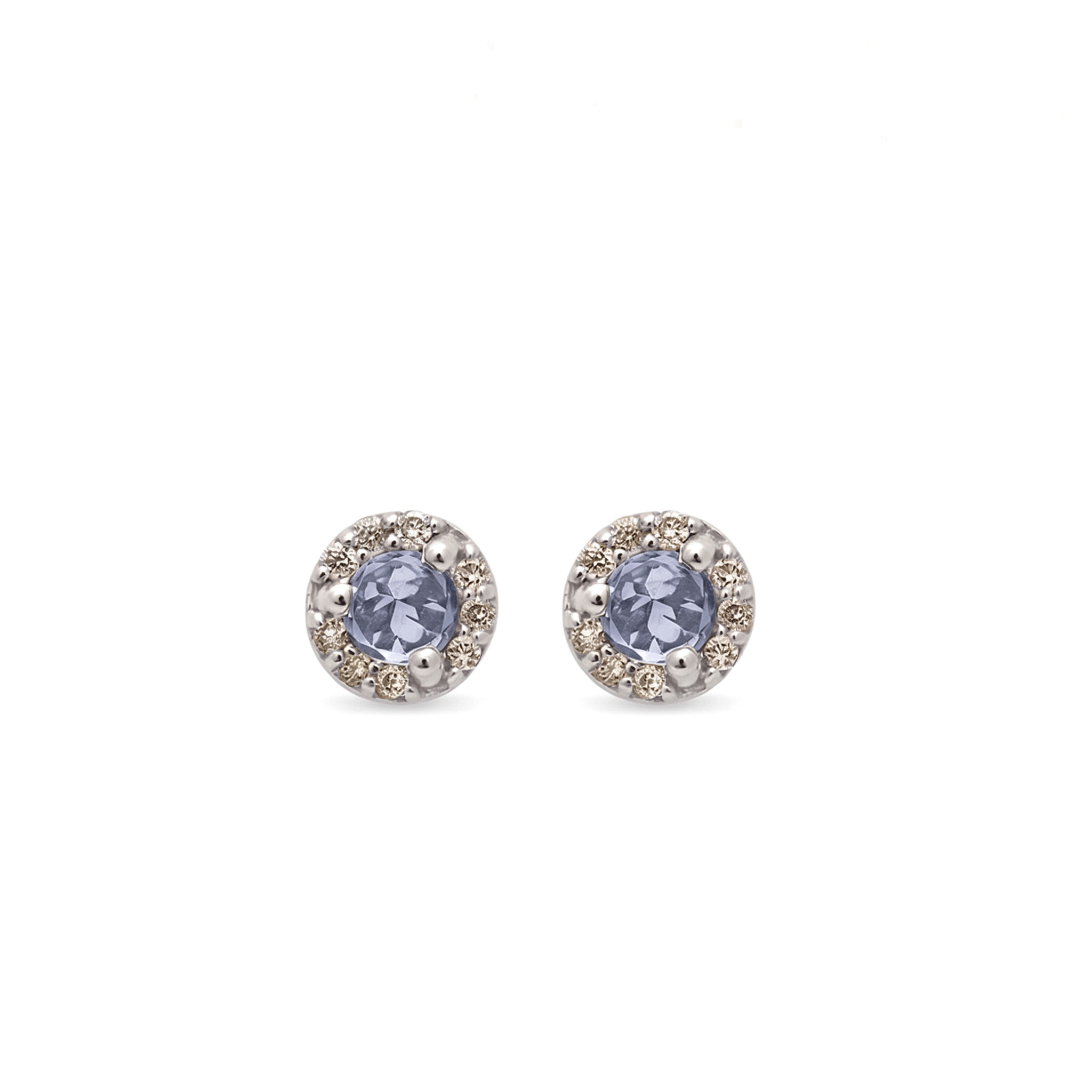 Rosette Stud Earring (Tiny) - Sterling Silver, Grey Spinel & Champagne Diamond  Was <s>$650</s>