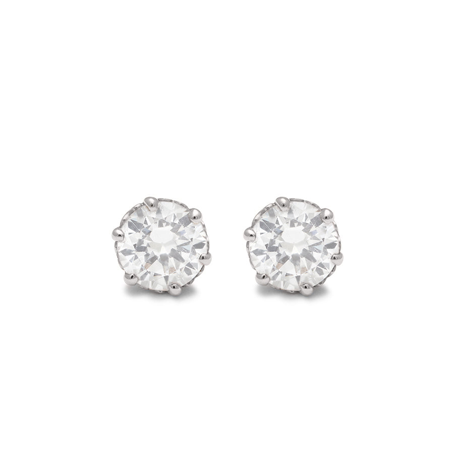 A pair of 0.60ct lab white diamond stud earrings set in an intricate basket in white gold., White Gold