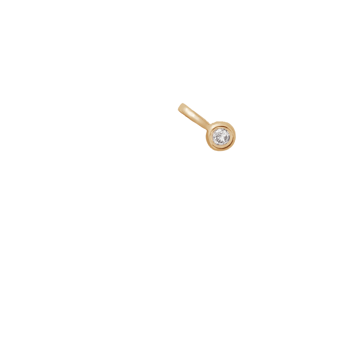 An overlay view of a bezel set white diamond in yellow gold, White Diamond