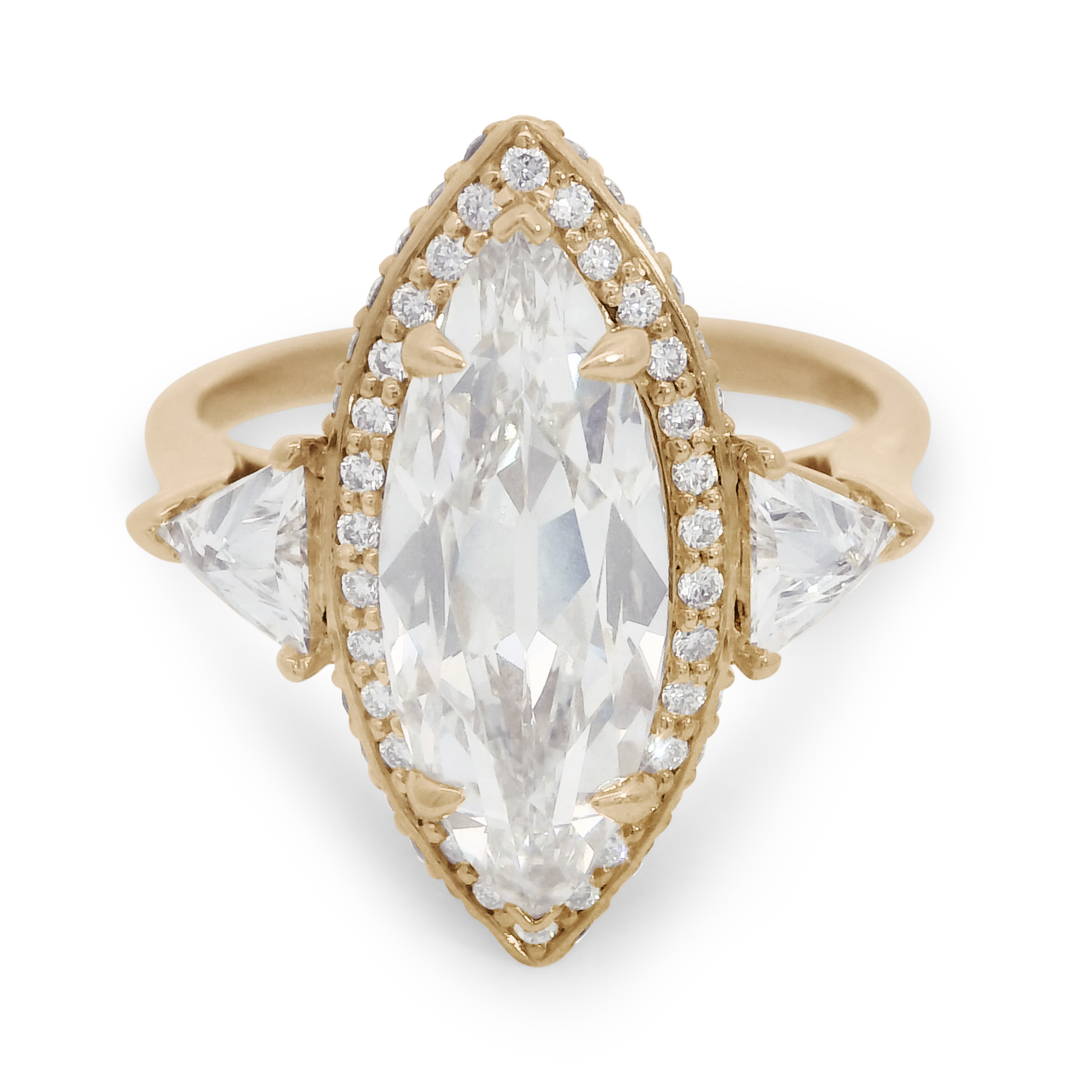 2.58ct marquise lab white diamond set in recycled 14k yellow gold., Yellow Gold