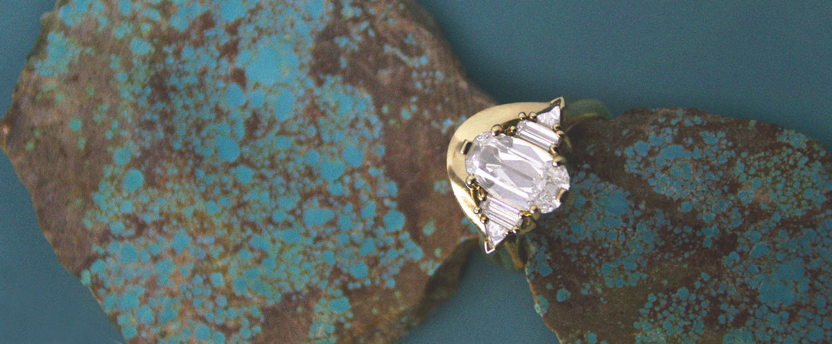 Men's and gender neutral wedding bands on anna sheffield's handmade objects dish
