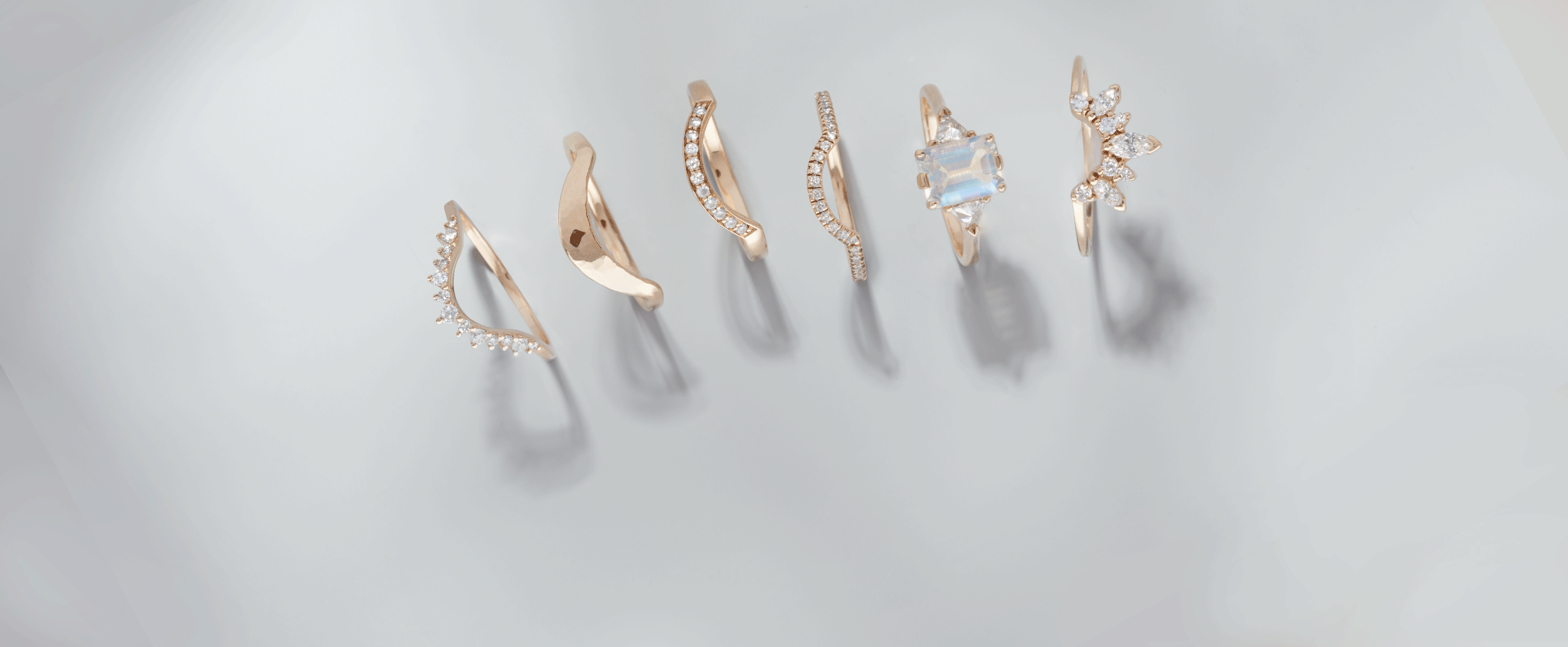 Men's and gender neutral wedding bands on anna sheffield's handmade objects dish