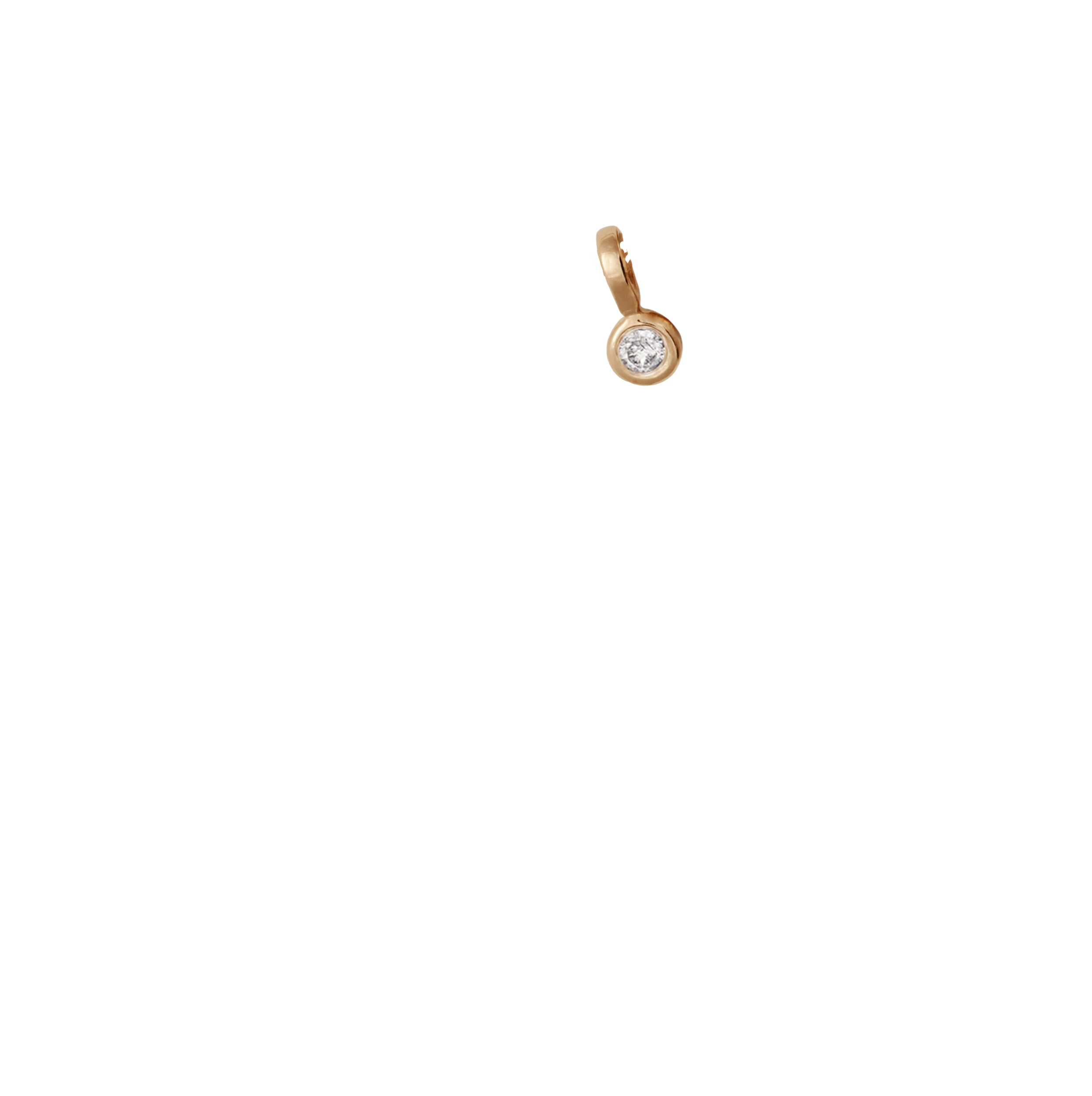 An overlay view of a bezel set white diamond in yellow gold., White Diamond