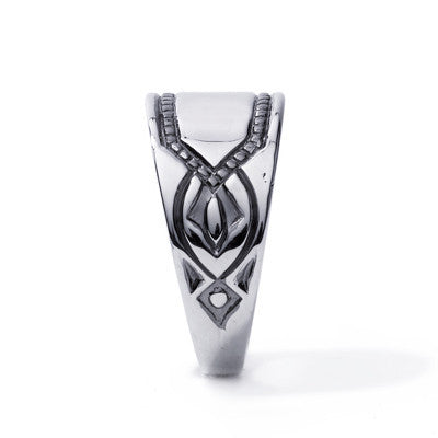 Cigar Band (Size 6.75) - Sterling Silver & White Diamond