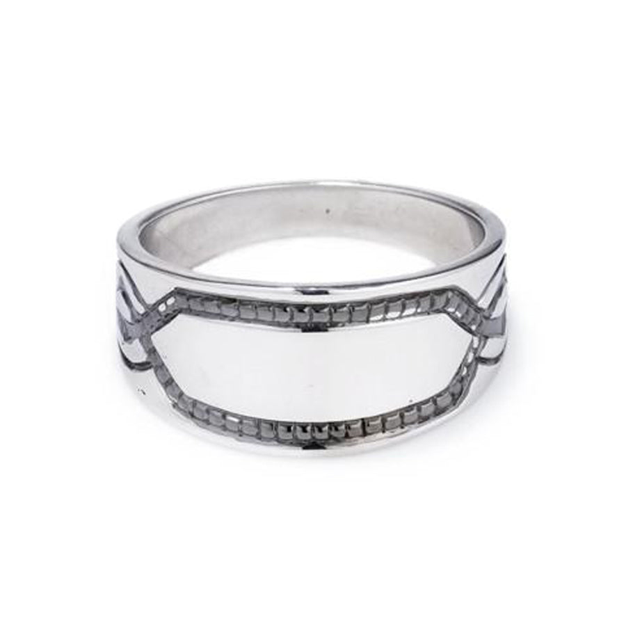 Cigar Band (Size 6.75) - Sterling Silver & White Diamond