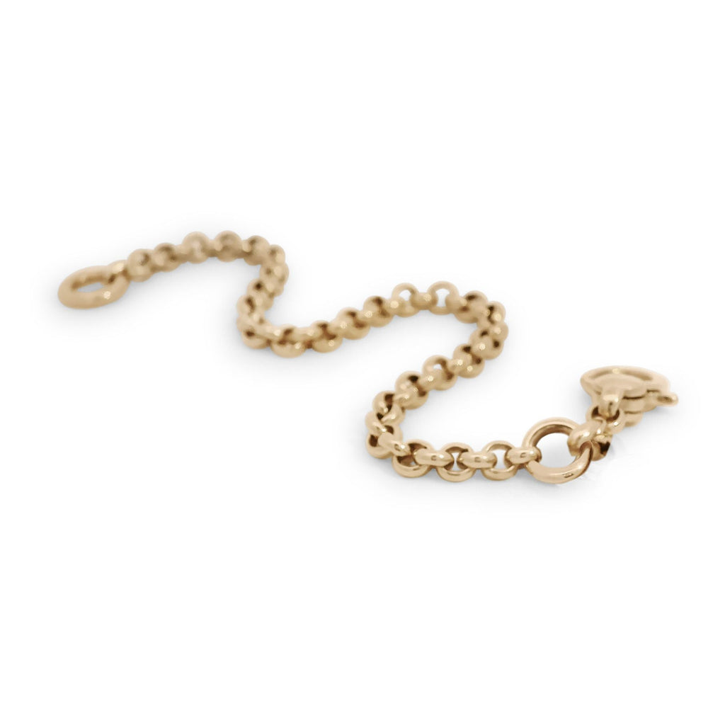 14kt yellow gold rolo chain against a white background