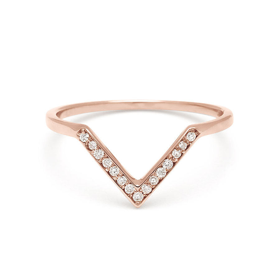 A band with 9 round white diamonds set in rose gold., Rose Gold