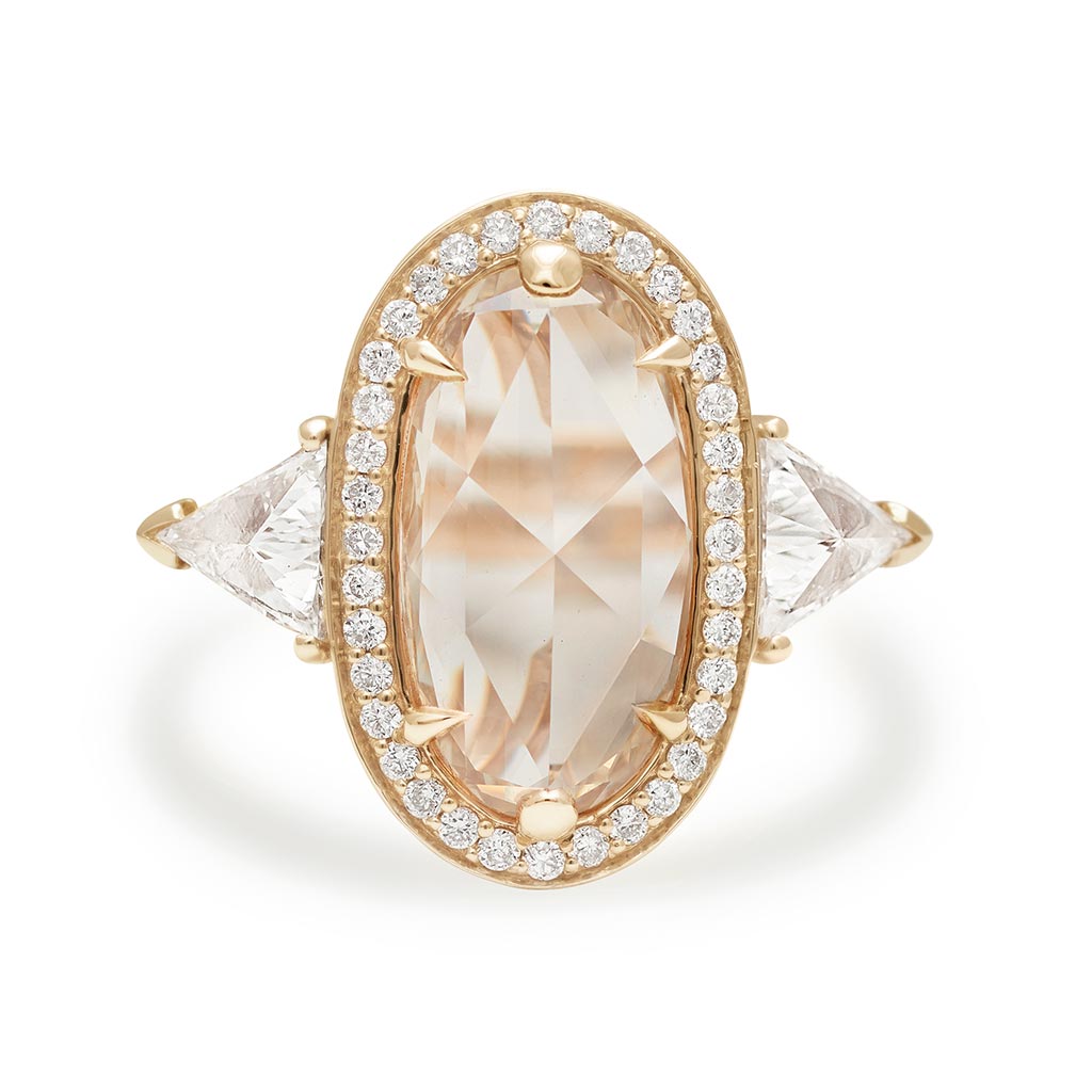 Diamond View of Bea Halo Ring - Yellow Gold & Champagne Diamond (2.17ct)