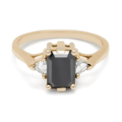 Bea Three Stone Ring - 14k Gold & Black Diamond