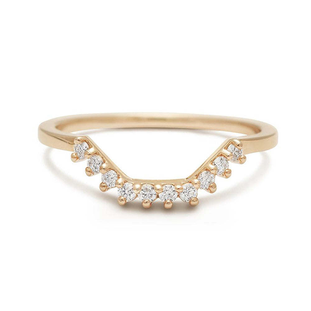 A 10 white diamond band with rectangle accent set in yellow gold., Yellow Gold