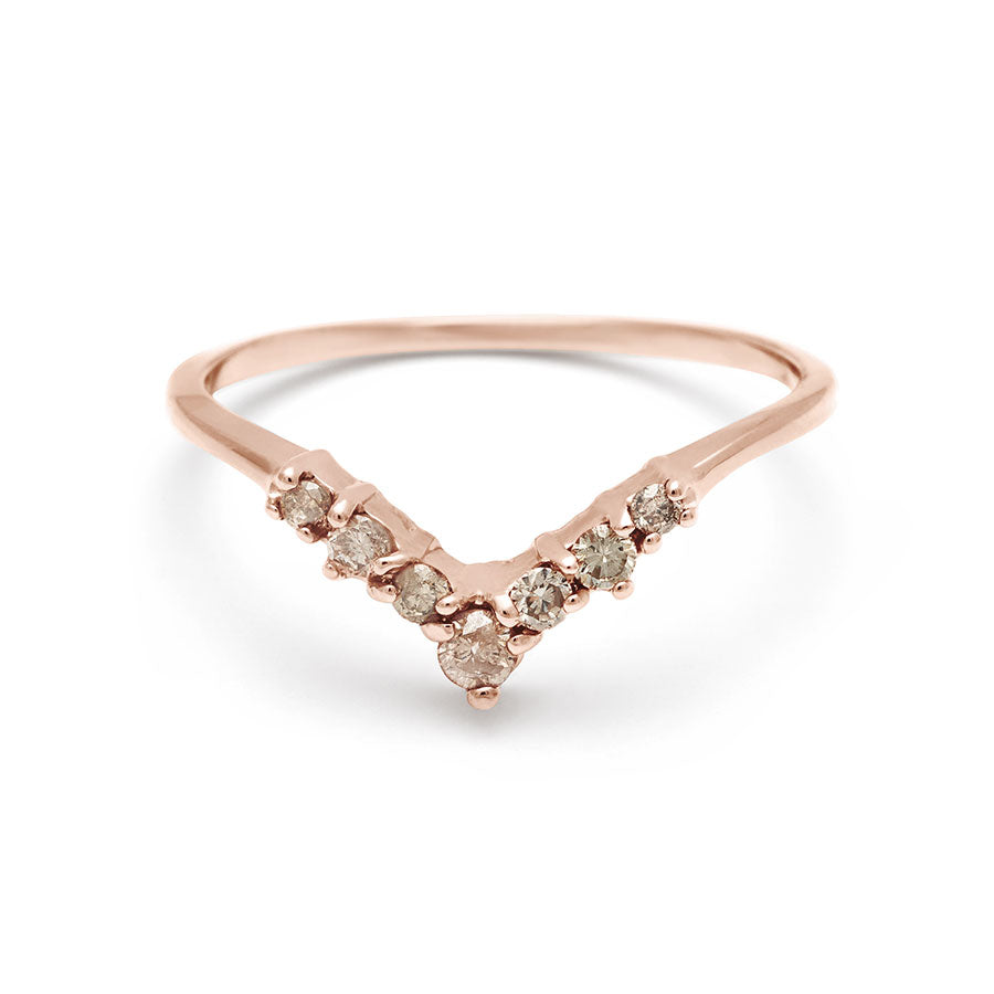 A band with champagne diamonds in ascending size set in rose gold., Rose Gold