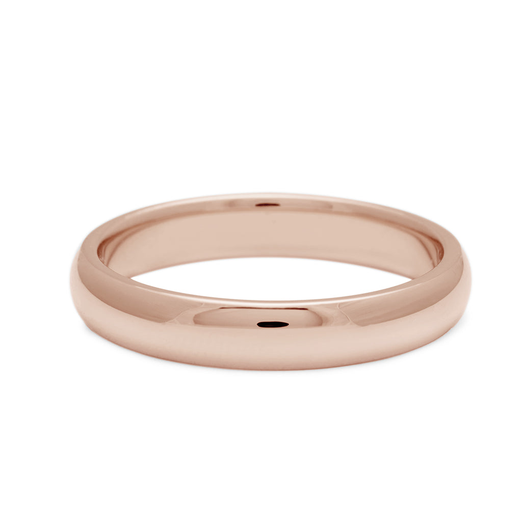 A 4mm classic round band set in rose gold., Rose Gold