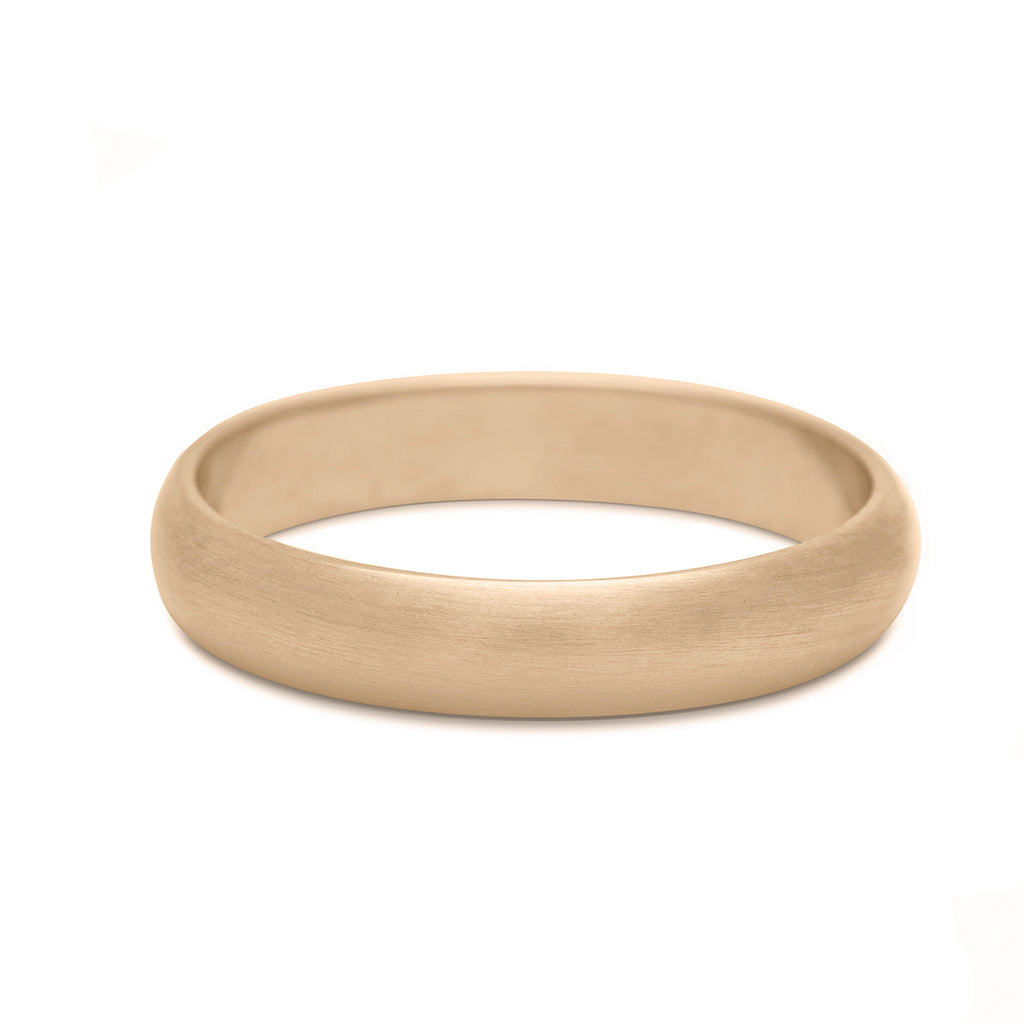 A 4mm classic round band with a brushed finish set in yellow gold., Yellow Gold