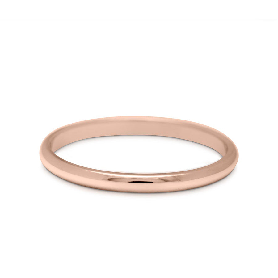A 2mm classic round band set in rose gold., Rose Gold, Classic