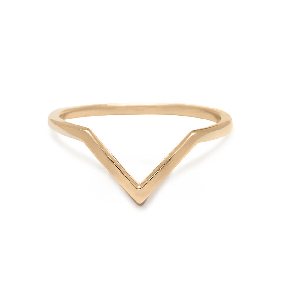 A chevron shaped band in solid gold set in yellow gold., Yellow Gold
