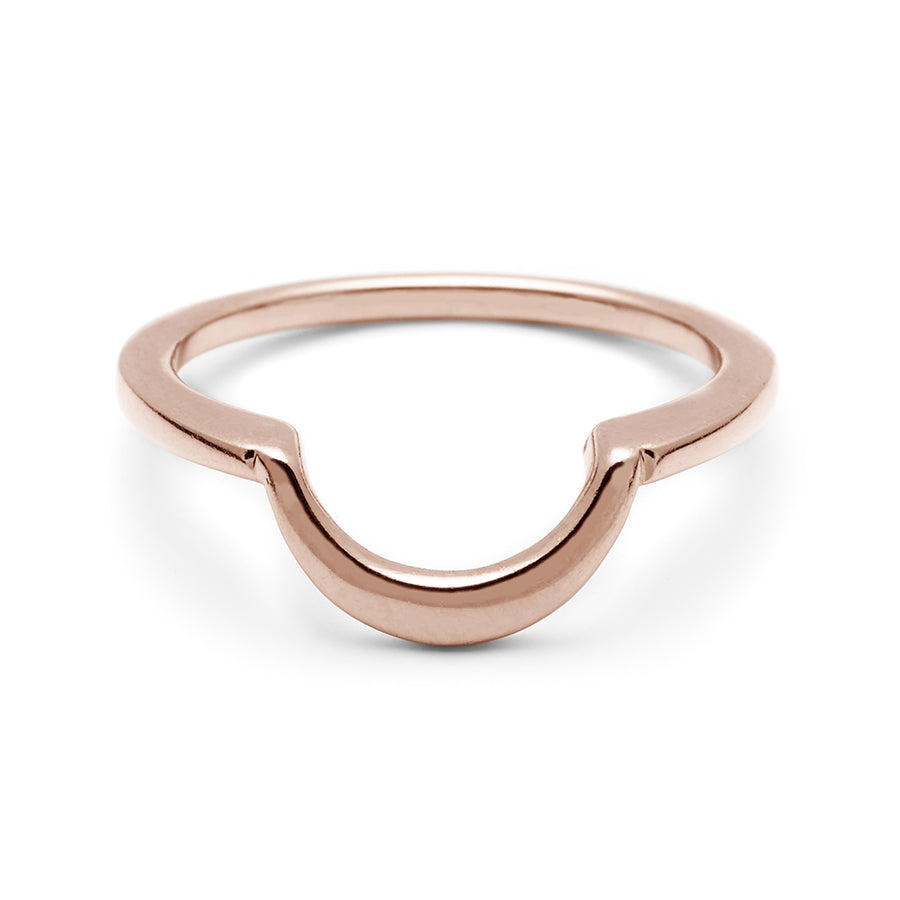 A crescent shaped band in solid gold set in rose gold., Rose Gold