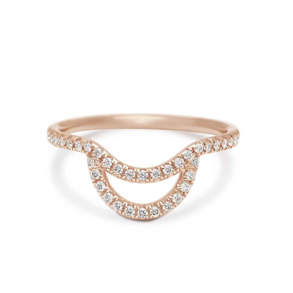 A helios band with white diamond pave set in rose gold., Rose Gold
