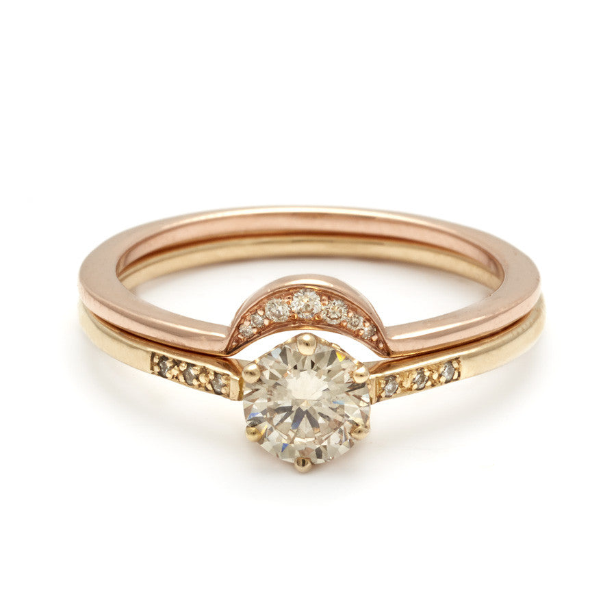 Tiny New Moon Band (size 5.25) - Rose Gold & White Diamonds