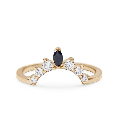 Marquise Tiara Band - 14k Gold & Black Diamond