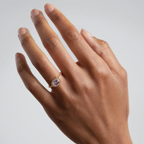 Pavé Amulet Ring - Sterling Silver, Tourmaline & Champagne Diamond