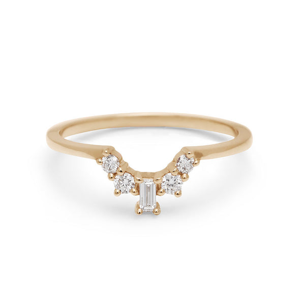 Petite Baguette Tiara Band - 14k Gold & White Diamond