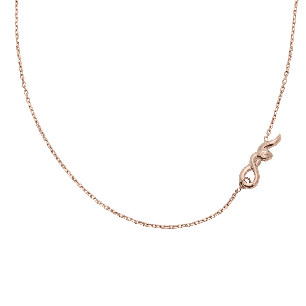 A choker with a medium serpent pendant with a rose gold chain., Rose Gold
