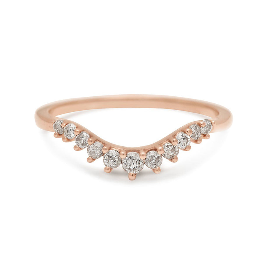 A curved 11 grey diamond band set in Rose Gold.