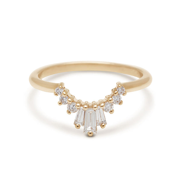 Triple Baguette Tiara Band - 14k Gold & White Diamond