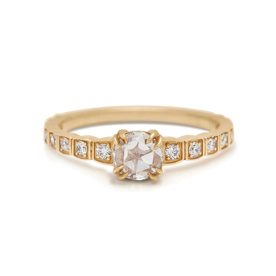 Tapered Wheat Engagement Ring - 14k Gold & White Diamond (0.40ct)