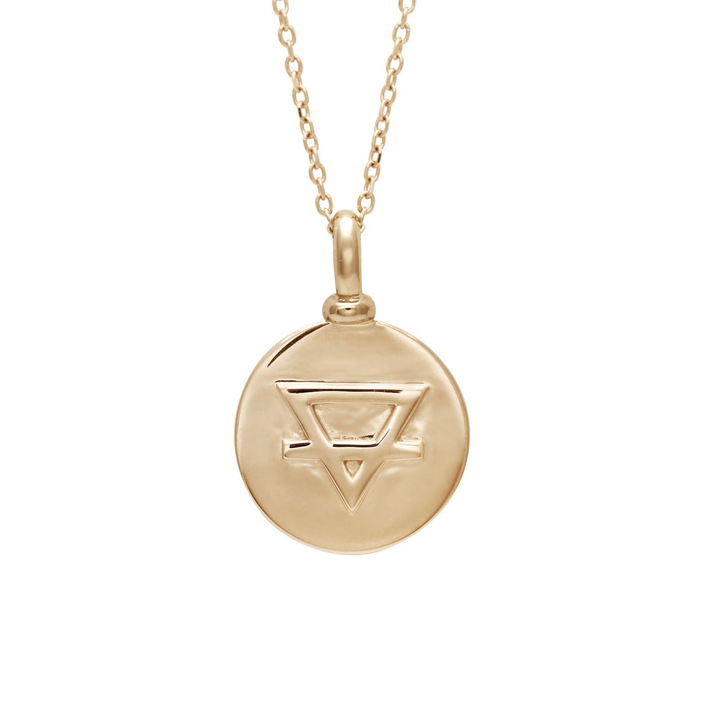 A 14mm charm with the earth sign set in yellow gold on a yellow gold chain.