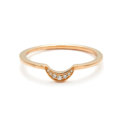 Tiny New Moon Band (size 5.25) - Rose Gold & White Diamonds