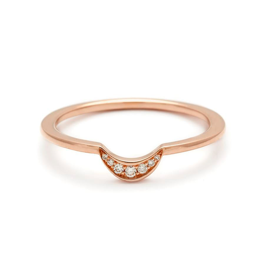 Tiny New Moon Band (size 5.25) - Rose Gold & White Diamonds