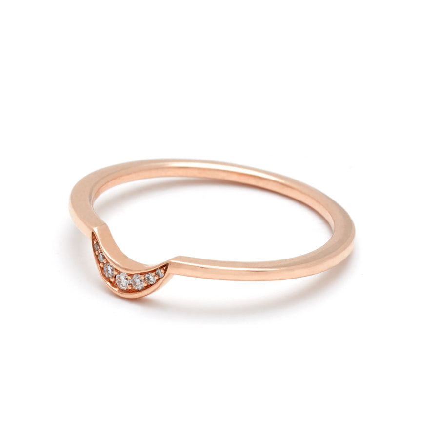 Tiny New Moon Band (size 5.25) - Rose Gold & White Diamonds