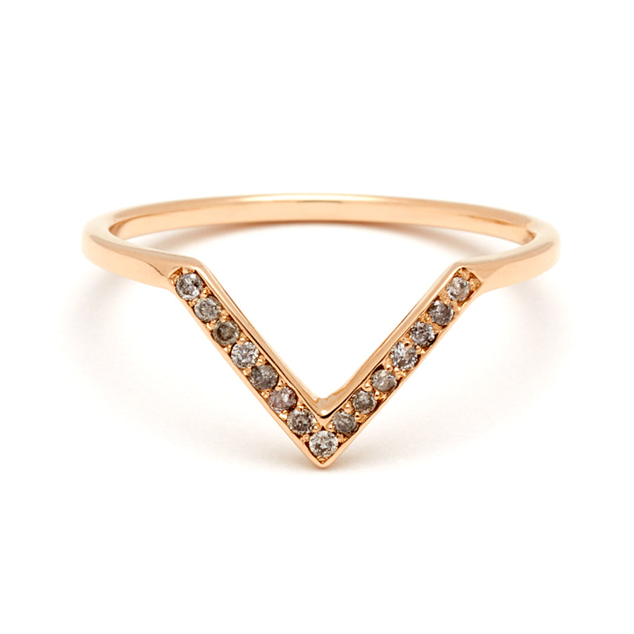 Chevron Bea Band - Yellow Gold & Grey Diamonds