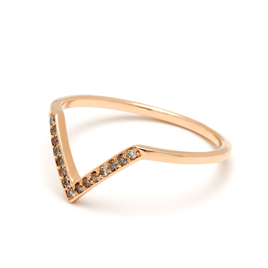 Chevron Bea Band - Yellow Gold & Grey Diamonds