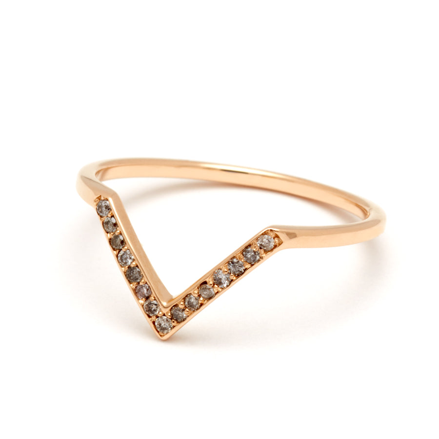 Chevron Bea Band - Yellow Gold & Grey Diamonds